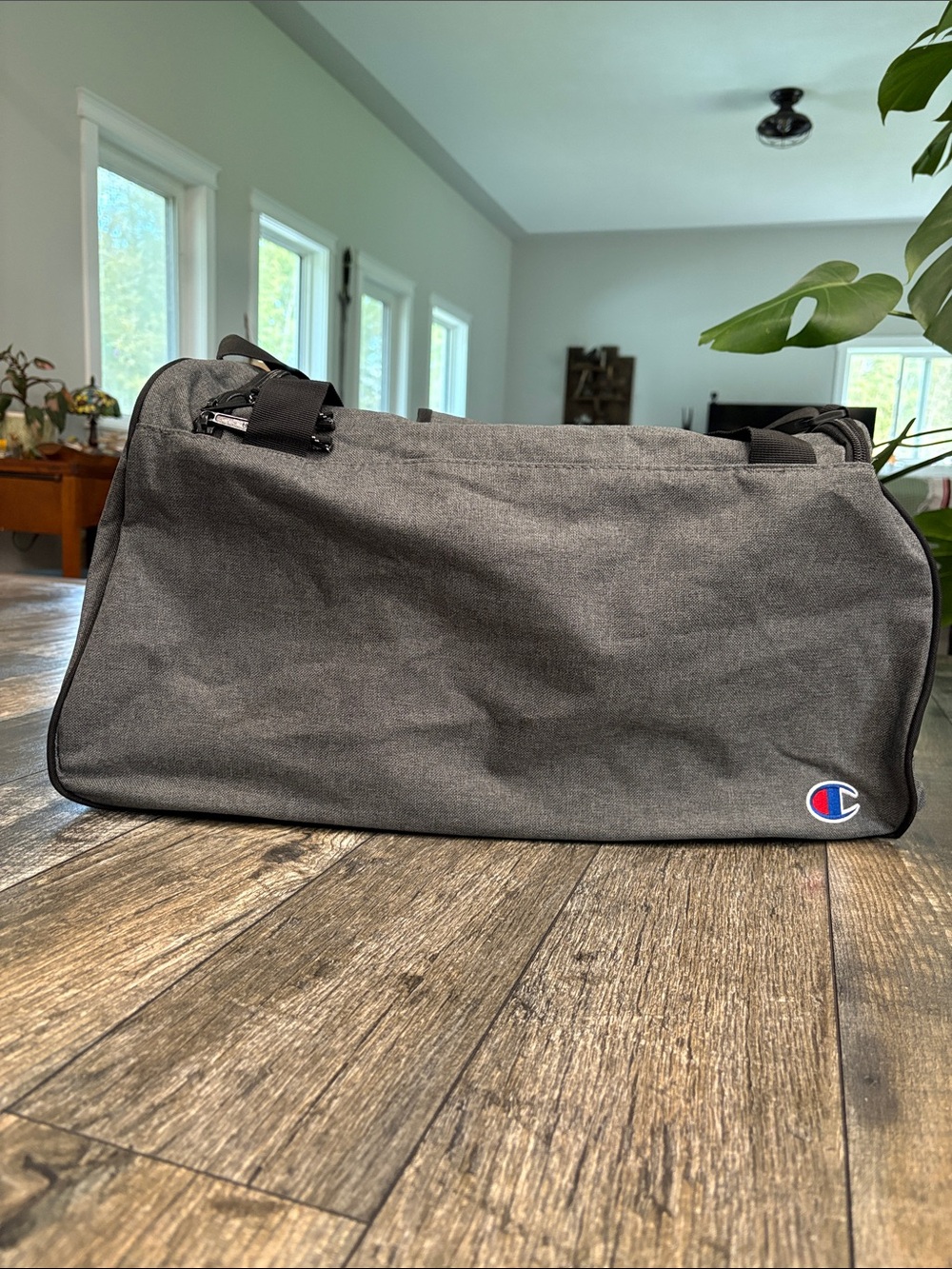Champion Gray Duffel Bag with Red Accent Logo - Picture 6 of 13